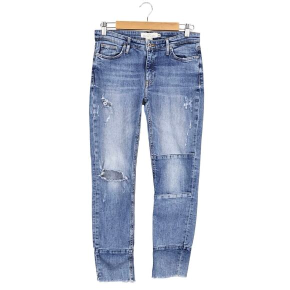 L.O.G.G Mid-Rise Distressed Utility Raw Hem Denim Jeans Medium Wash Size 26 - Picture 1 of 8